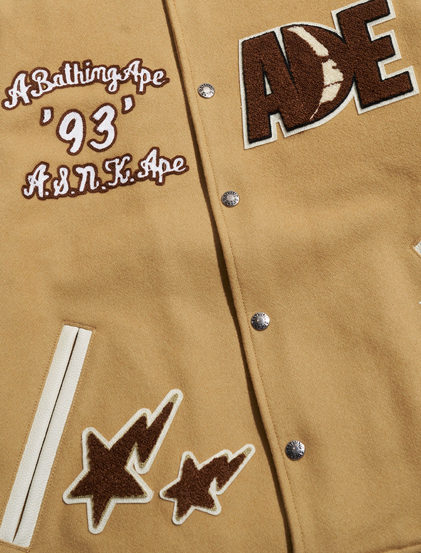 A BATHING APE MOTIF VARSITY JACKET