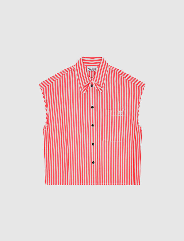 WOMEN'S STRIPE COLLAR SHIRT